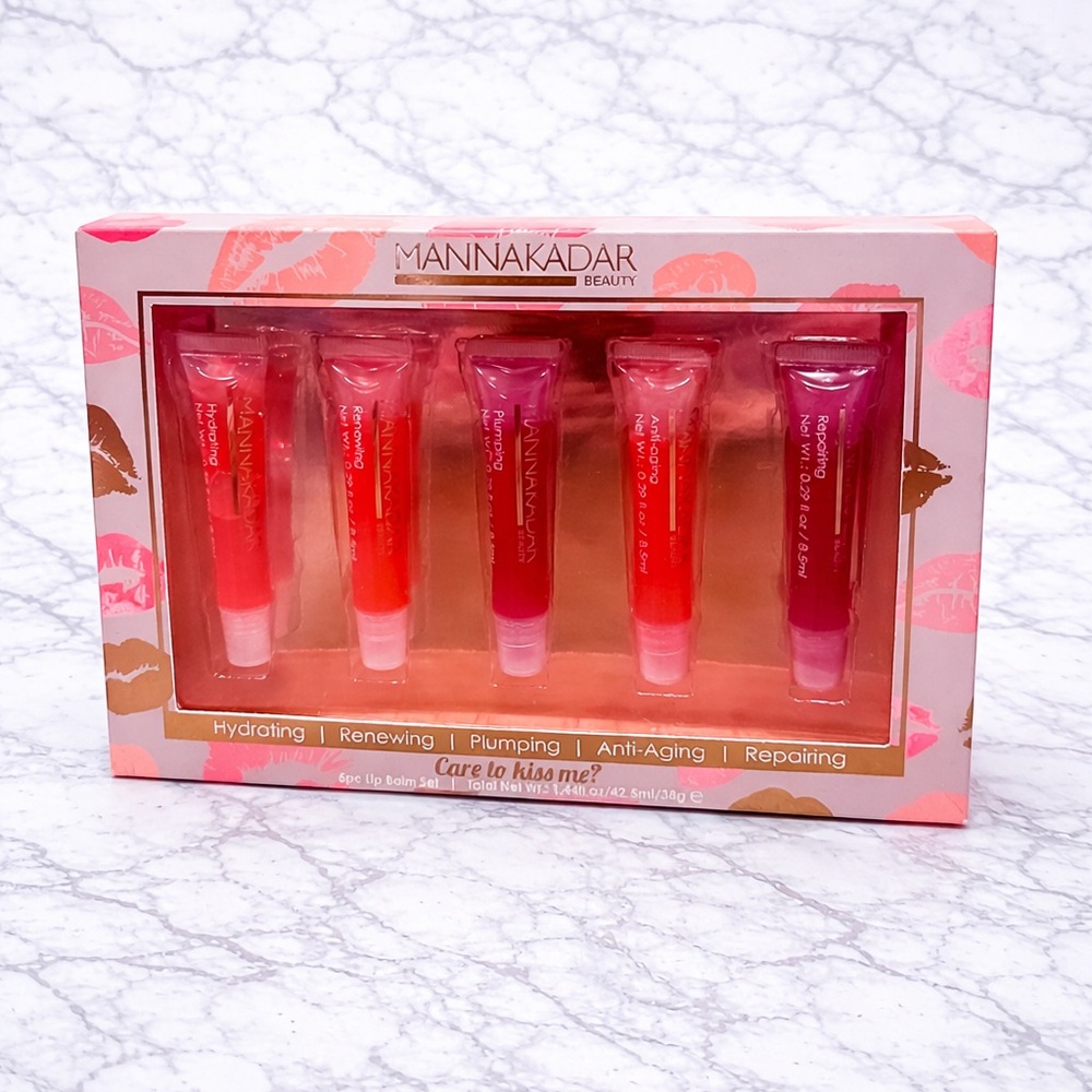 Manna Kadar Care to Kiss Me Lip Balm Set 5pc Hydrating Lip Care NIB